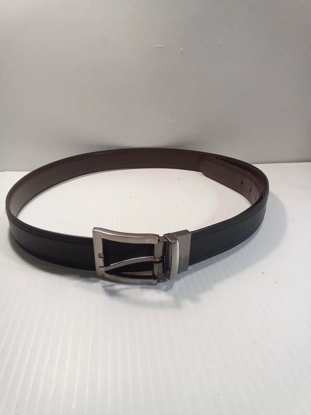 Perry Ellis Men's Brown Solid Dress Belt w/ Buckle 1 1/4